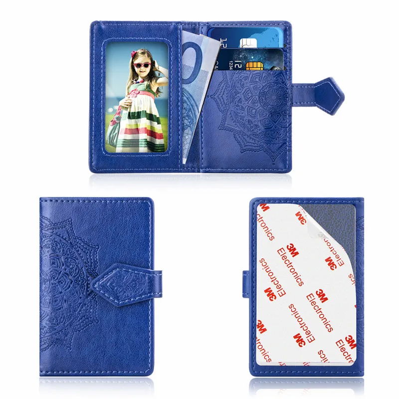 Blue Задняя крышка для мобильного телефона, держатель для карт, кошелек, карман для кредитных карт, 3м, клейкая наклейка для iPhone, samsung, Xiaomi, huawei, чехол для телефона - Цвет: Blue