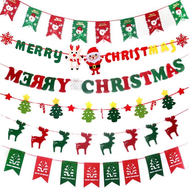 

Christmas decorations hanging flag Christmas decorations to pull shops decorate non-woven fabric pull flags flying