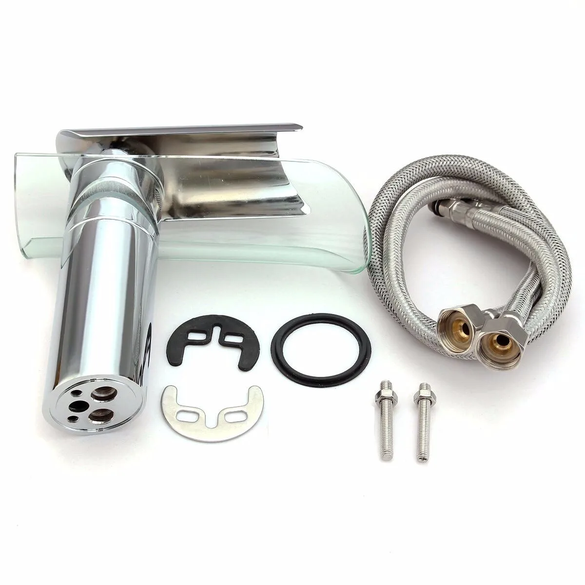 

Modern Glass Waterfall Bathroom Faucet Copper Chrome Waterfall Bathroom Faucet Bathroom Basin Hot and Cold Water Mixer Tap