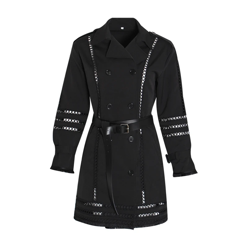 TWOTWINSTYLE корейское Открытое платье для женщин воротник с лацканами длинный рукав