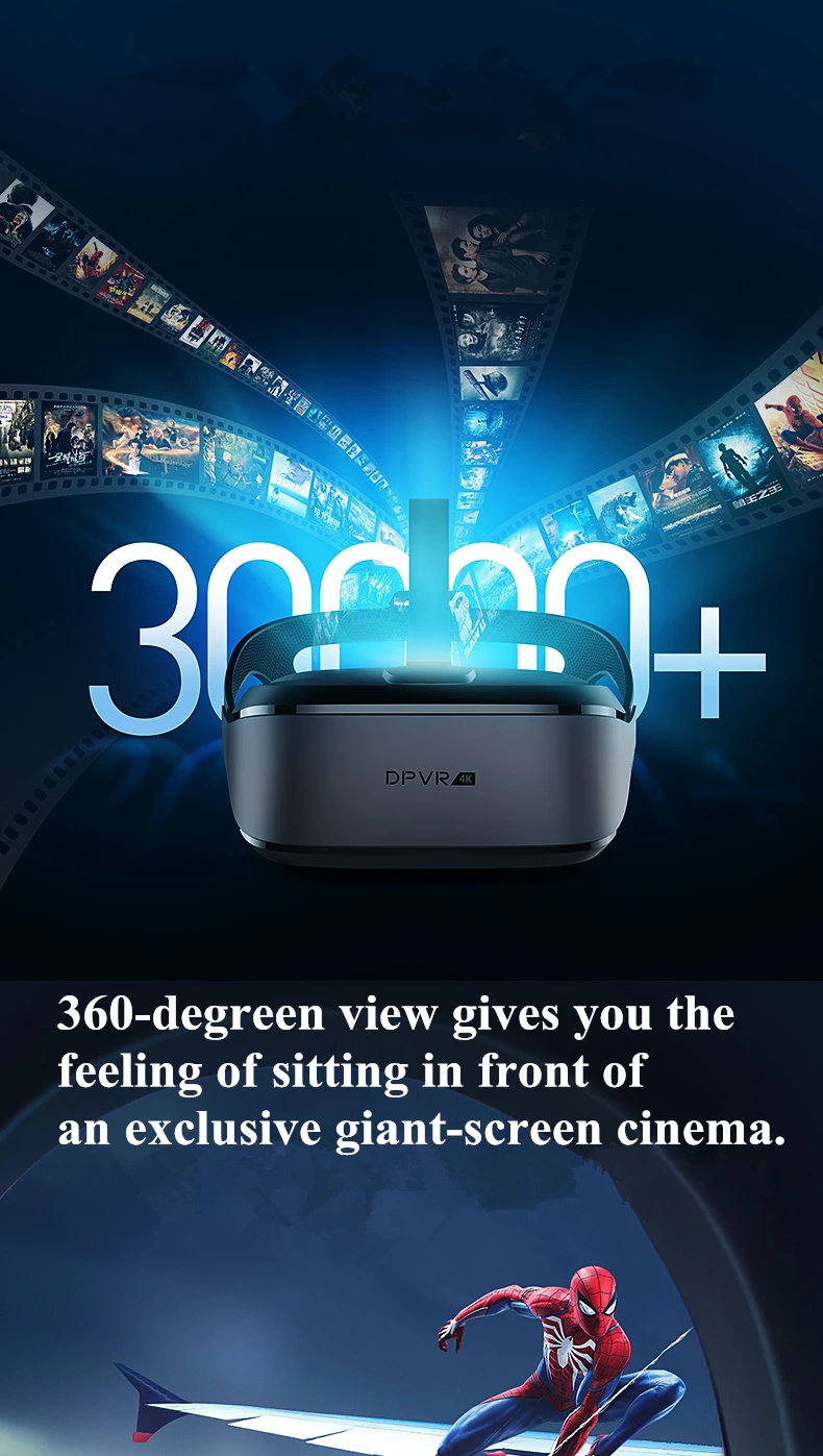 Deepoon e3 real 4k vr 3d очки гарнитура с hd гигантским экраном игровая комбинированная optinoal
