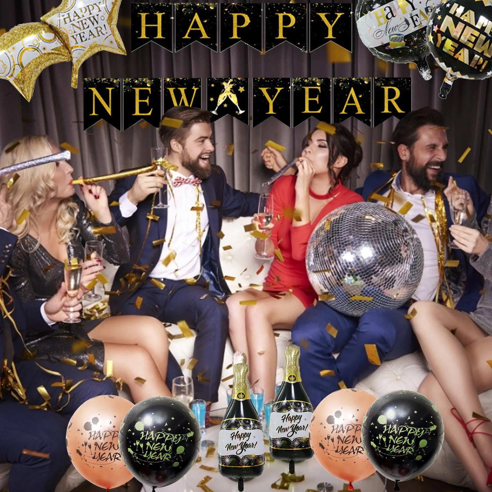 

29pcs/set New Year Balloon Set Latex Banner Balloons Celebration Kids Letter Balloons Happy Birthday Colour Balloons Wedding Dec