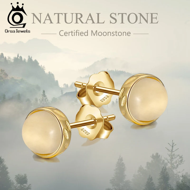 

ORSA JEWELS Certified натуральный камень серьга с лунным камнем шпильки 925 кованые из стерлингового серебра ювелирные изделия ручной работы для женщ...