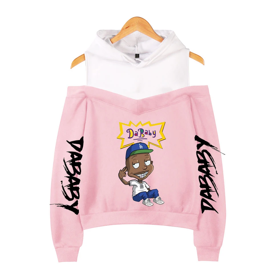 

Hip hop Kpop Off-shoulder Hoodies DABABY Sweatshirt Women Sexy Clothing Rapper DABABY Girl's Spring Autumn Long Sleeve Tops