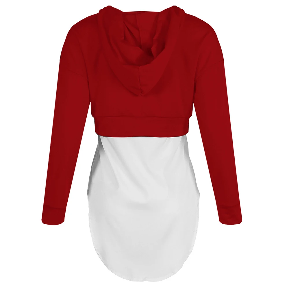 Fashion Long Sleeve Patchwork Sweatshirt Women 2021 Autumn Red Casual Hoodies Shirt Blackpink Tops Femme Sweatshirts Sweetshirts