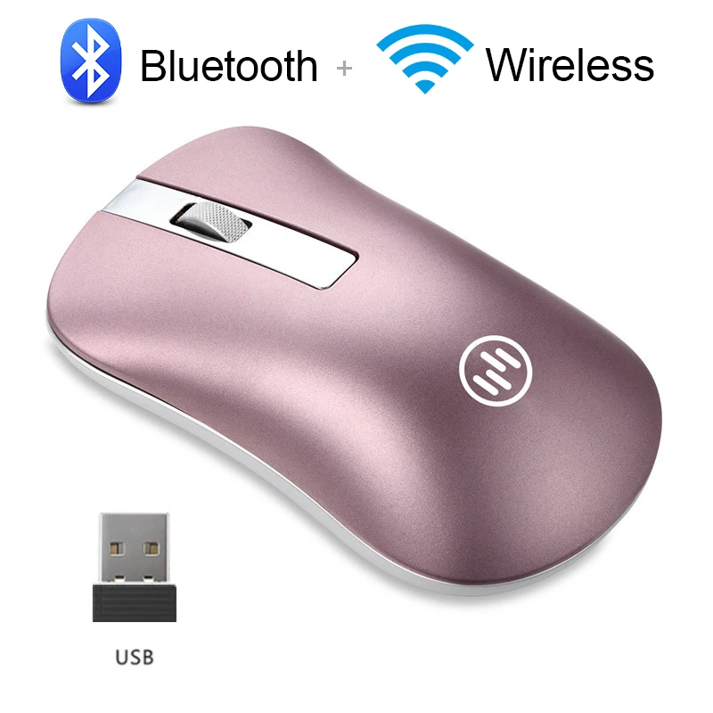 Pink Bluetooth Wireless Mouse Bluetooth Computer Mouse Gamer Silent Mouse Rechargeable Ergonomic Mice Wireless Type C USB Adapter For PC Laptop - Цвет: Pink Bluetooth