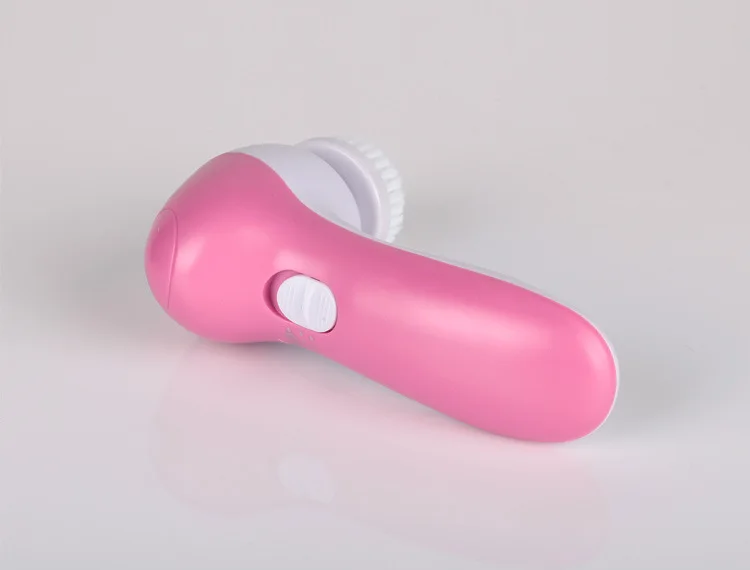 Pink 5 в 1 щетка для очищения лица Электрический массажер для тела инструмент для ухода за лицом щетка для отшелушивания Мини Красота кожи леди отбеливание Уход за кожей - Цвет: Pink