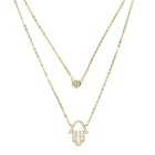 Новинка, модное, крошечное, изящное, ручное, Хамса, Двухслойное, одно cz колье, ожерелье, 100% Настоящее серебро 925 пробы, ювелирное изделие, подарок другу удачи