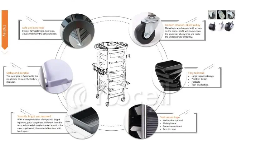 

New Arrival Golden Stainless Steel Salon Beauty Cart Rolling Trolley