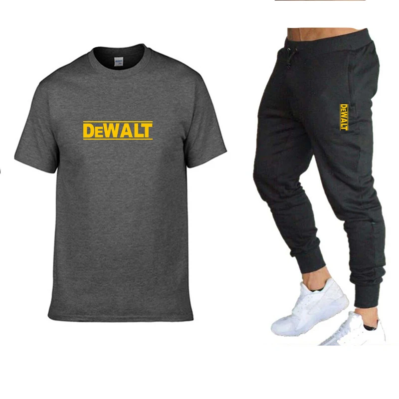 

2021new popular printed letters clean cotton men's shirt + sports pants set high quality clean cotton T-shirt