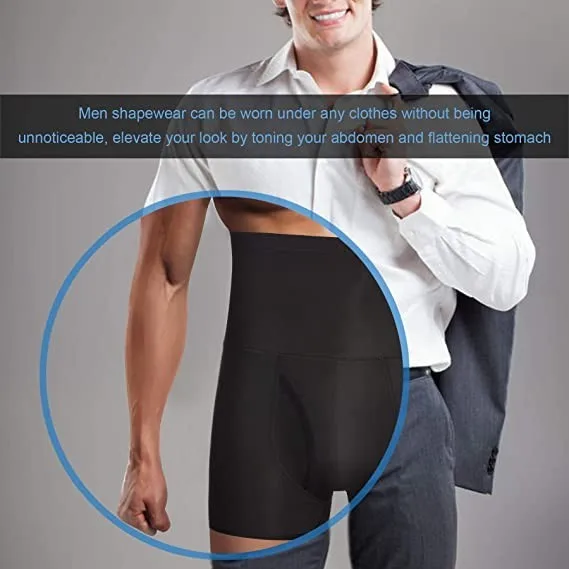 

Men Tummy Control Shorts High Waist Training Compression Shaper Pants Seamless Belly Girdle Boxer Briefs Anti-curling Underwear
