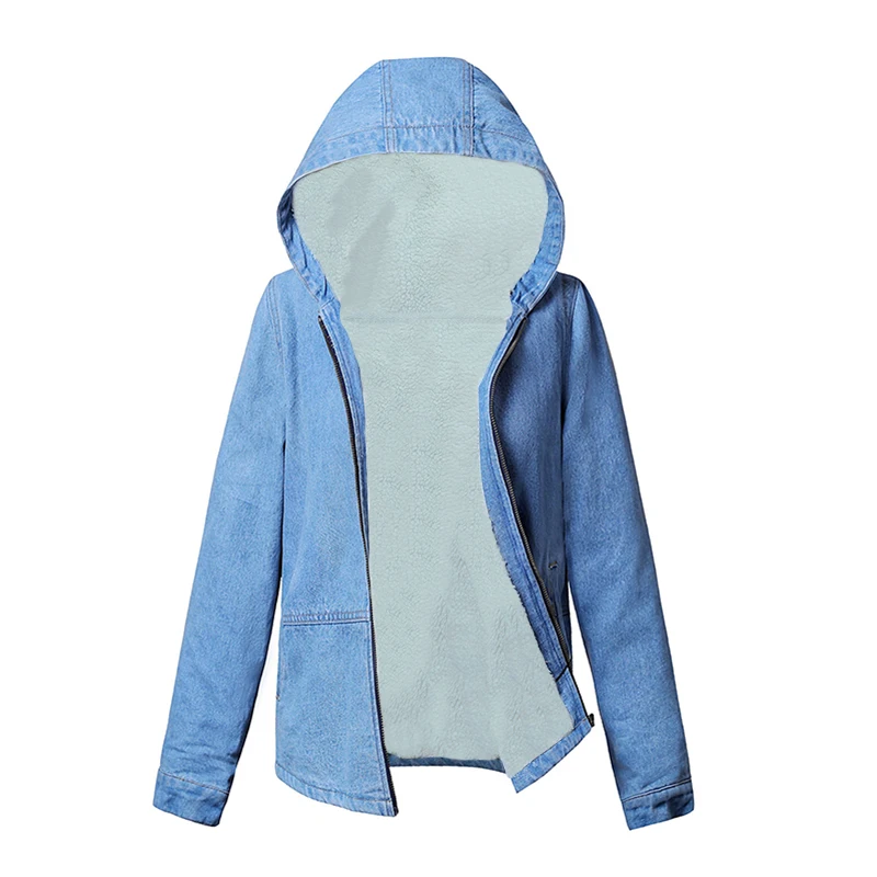 Женская джинсовая куртка с натуральным мехом теплая шерстяной подкладкой