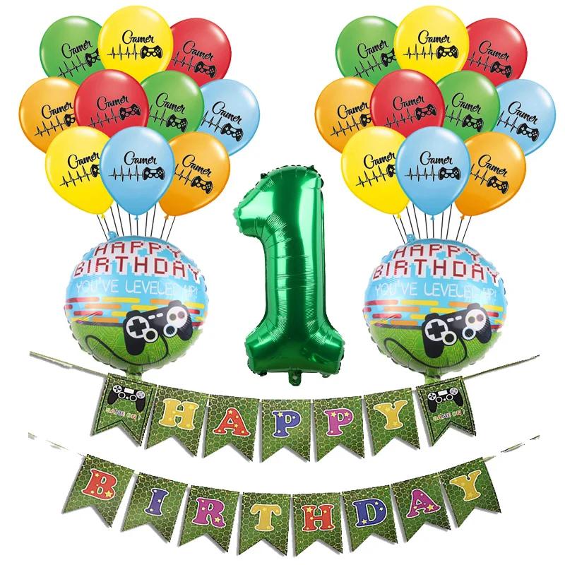 1Set 1 1 Набор игровой ручки контроллер Латексные Шары Баннер овсянка с днем рождения флажки для украшения овсянки Игрушки для мальчиков детские шары - Color: 1Set 1