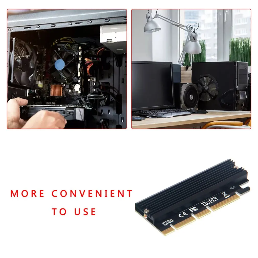 

PCI-E 3.0 16x M.2 Adapter Aluminum Shell LED Solid State Drive Expansion Card Computer Adapter High-speed Free shipping