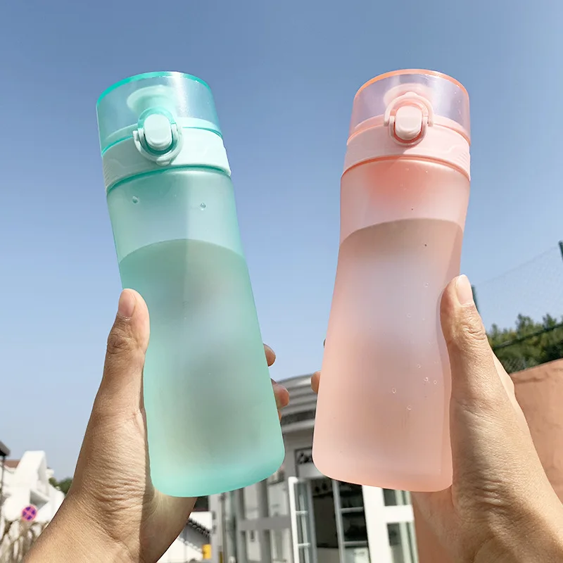 

Water Bottle Kawaii 450ml Candy Color Direct Drinking Leak-proof Frosted Plastic Blue Cups Juice Outdoor Travel Bottles
