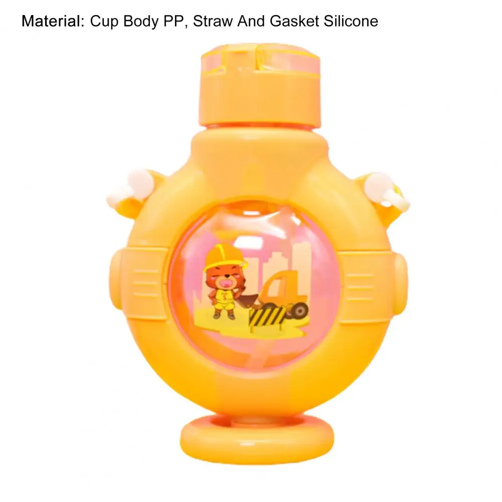 

310ML Lovely Children Bottle Cartoon Print Leakage Prevent Silicone Baby Straw Water Bottle for Outdoor