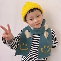 autumn winter children warm long knitting scarf for girls boys korean new thick smiley love cartoon pattern wool scarves kids