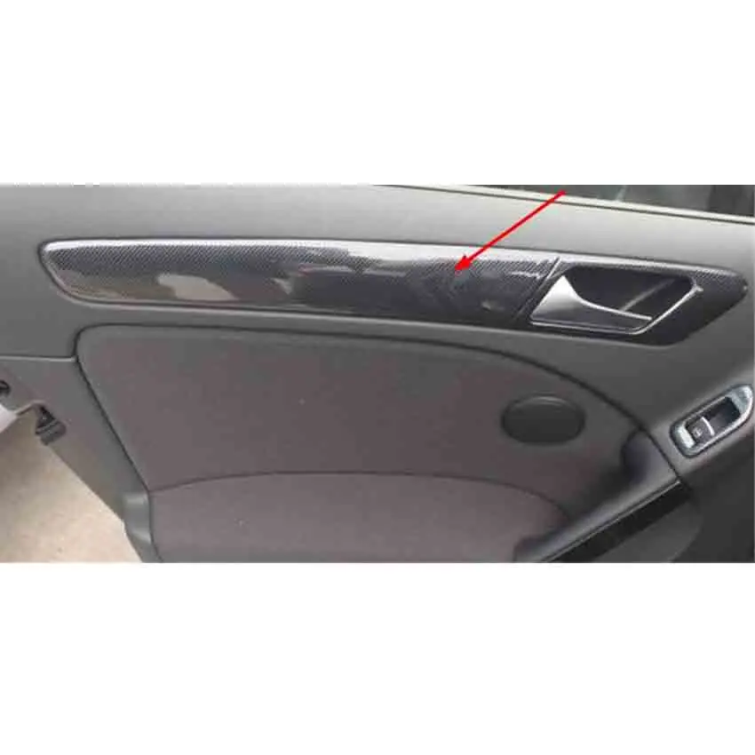 4 шт./лот автомобильные наклейки ABS углеродного волокна зерна межкомнатных дверей потрясение дверная ручка крышки для 2009-2013 Volkswagen VW Гольф 6 MK6