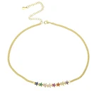 2021 Новый стильный тонкий ожерелье цвета радуги с цветочным рисунком cz Ювелирные изделия Блестящий кубического циркония модные женские колье ожерелье цепь