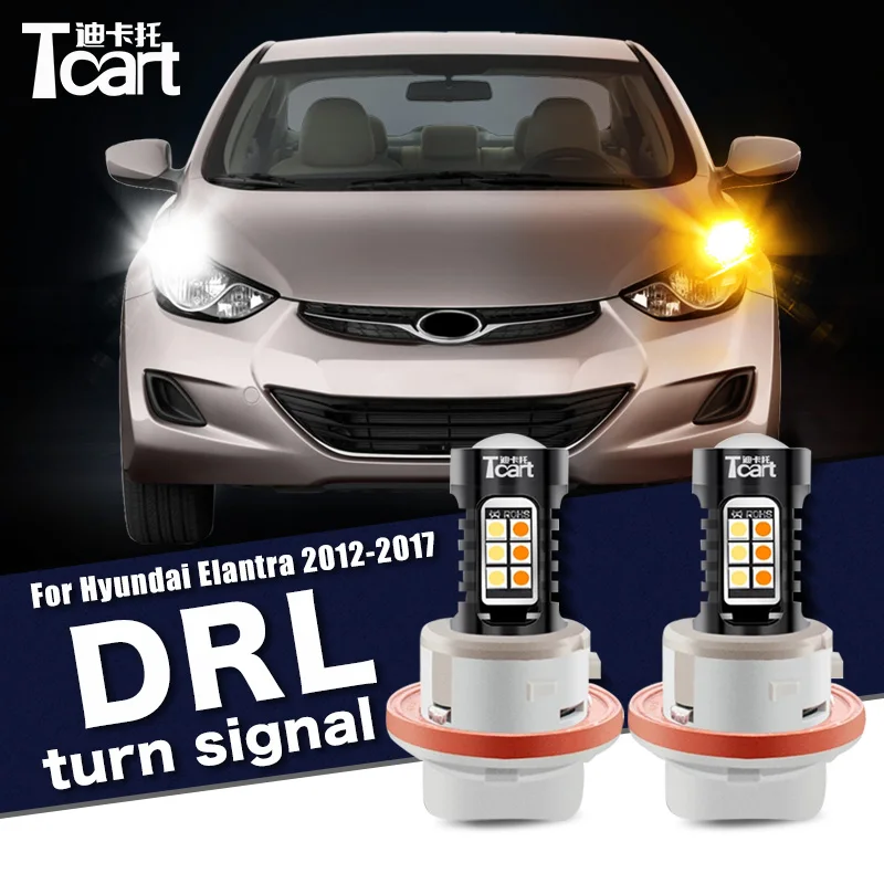 

2PCS Led drl Daytime Running Light Turn Signal 2IN1 Car accessories For hyundai i35 Elantra Avante（MD/UD）2012-2017