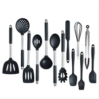 silicone cooking tool set stainless steel handle spatula spoon stirrer kitchen household kitchenware accessories pot cookware