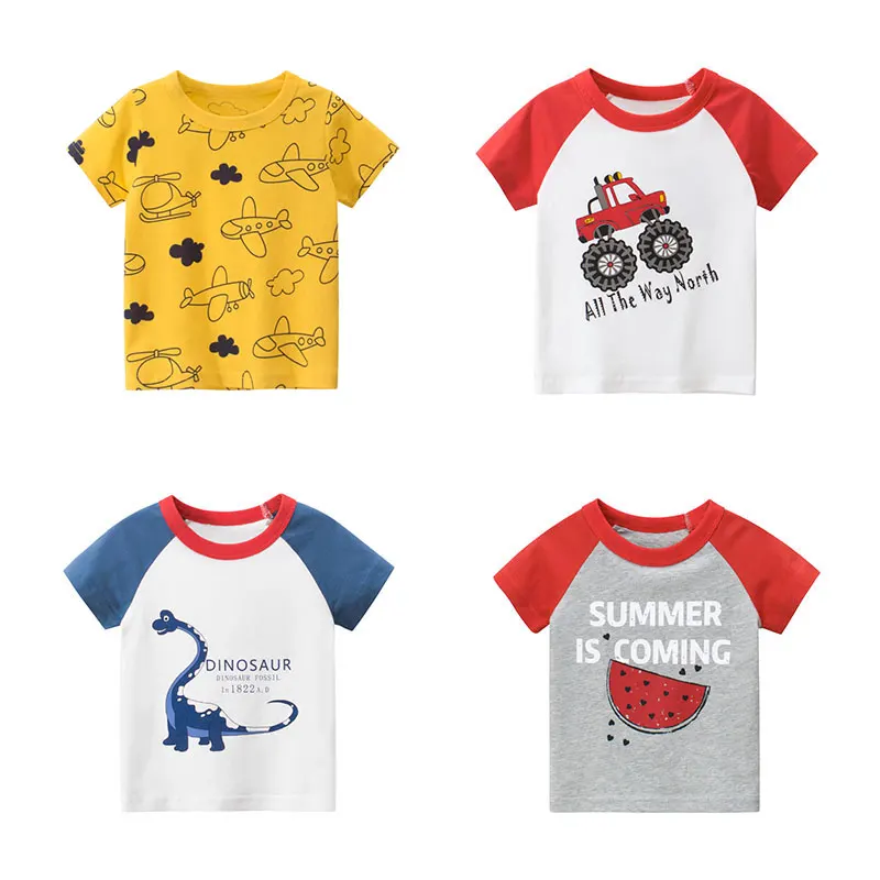 

Boys T Shirt Girls Kids Children Tops Cotton Clothing Short Sleeves Summer Clothes Print Cartoon Tee White Yellow Orange Blue