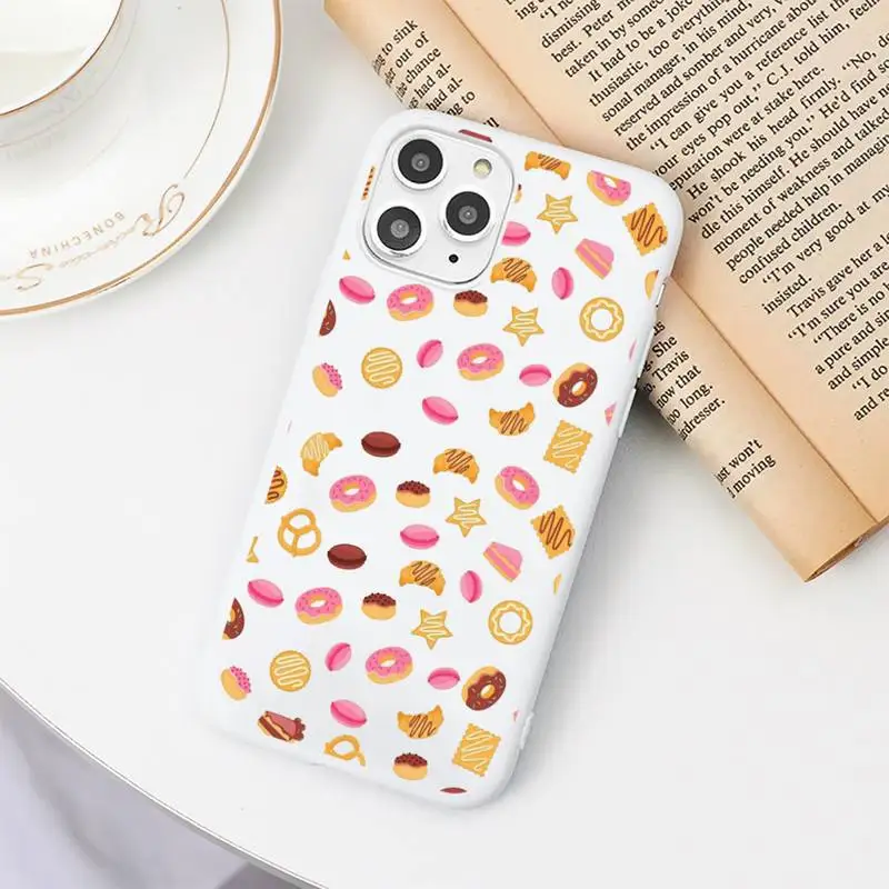 

girly cute donut cake Phone Case Candy Color White for iPhone 11 pro XS MAX 8 7 6 6S Plus X 5S SE 2020 XR