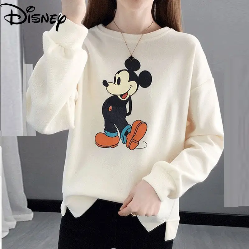 

Disney Mickey Mouse New Sweater Women's Round Neck Jacket Western-style Age-Reducing Top Simple Cartoon