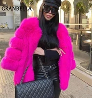 new 2020 autumn and winter striped design womens long real fox fur coats elegant warm outerwear