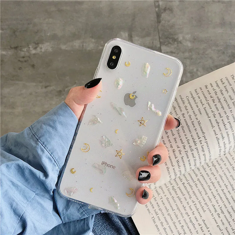 Роскошный прозрачный чехол с блестками для Iphone X Xs Max Stars Moon мягкий силиконовый 6s 7
