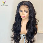 YUANMEI 30-дюймовые бразильские волосы для женщин, парики из человеческих волос, волнистые волосы, передний парик на сетке, T часть, передний парик на сетке
