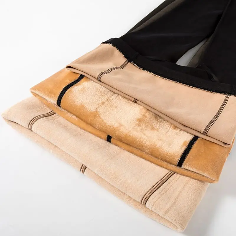 

Womens Winter Warm Faux Fleece Lined High Waist Thermal Opaque Tights Legs Fake Translucent Slim Stertchy Leggings