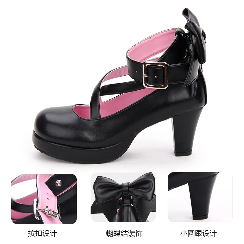 Женские туфли с круглым носком милые ботинки в стиле принцессы и горничной