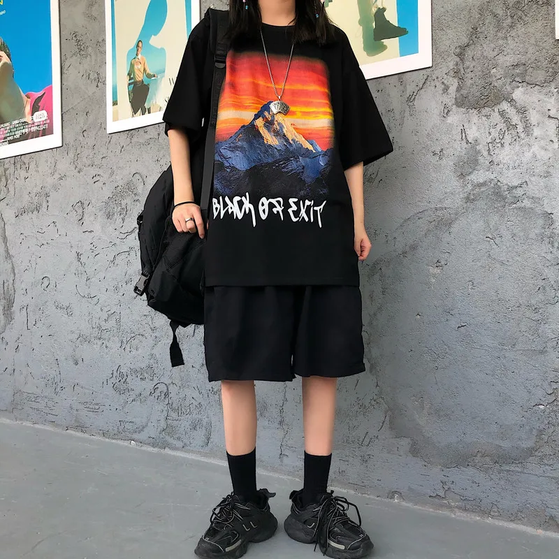

Gothic Black Oversized T Shirt Aesthetic Harajuku 90s Letter Printed Graphic Tee Short Sleeve Loose Grunge Tops Women