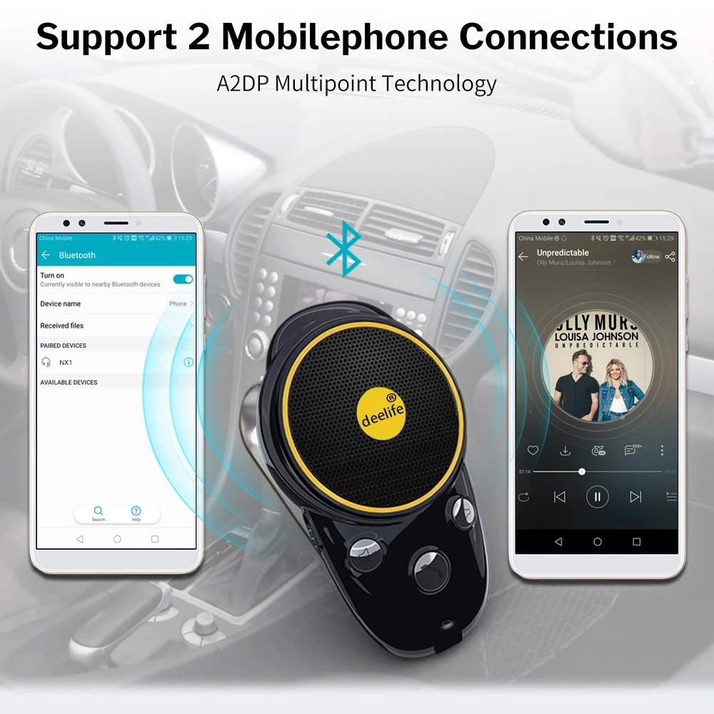 Deelife Громкая связь Bluetooth автомобильный комплект Солнцезащитный козырек динамик авто беспроводной динамик телефон Carkit для телефона руки бесплатно
