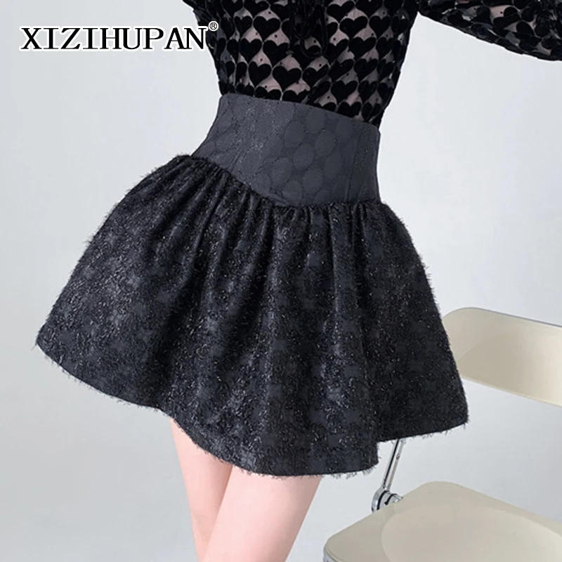 

XIZIHUPAN Black Casual Skirt For Women High Waist Pleatesd Slim A Line Vintage Mini Dresses Female 2021 Fashion Clothes Tide New