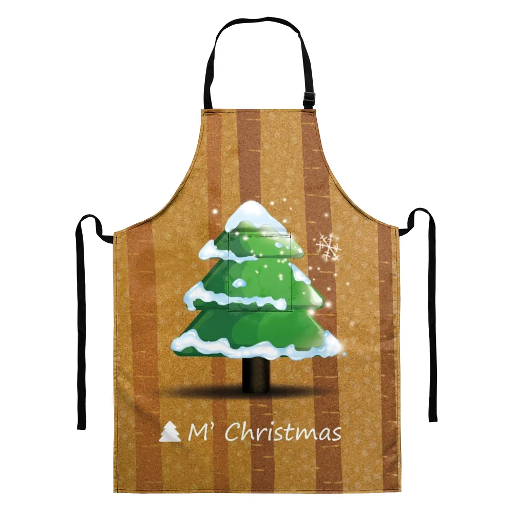 

Christmas Tree Pattern Cleaning Apron for Women Men Waterproof Sleeveless with Pocket Kitchen Baking Aprons Protective Pinafore