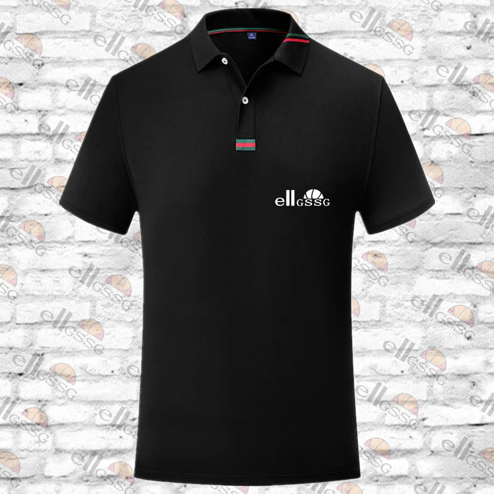 

Summer short-sleeved men and women business casual lapel T-shirt classic formal POLO shirt solid color letter printing S-3XL