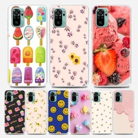 summer ice cream smile face clear phone case for xiaomi mi 11 10 10t note 10 mi 9 se mi 11t pro poco x2 m3 f3 x3 m4 soft silicon