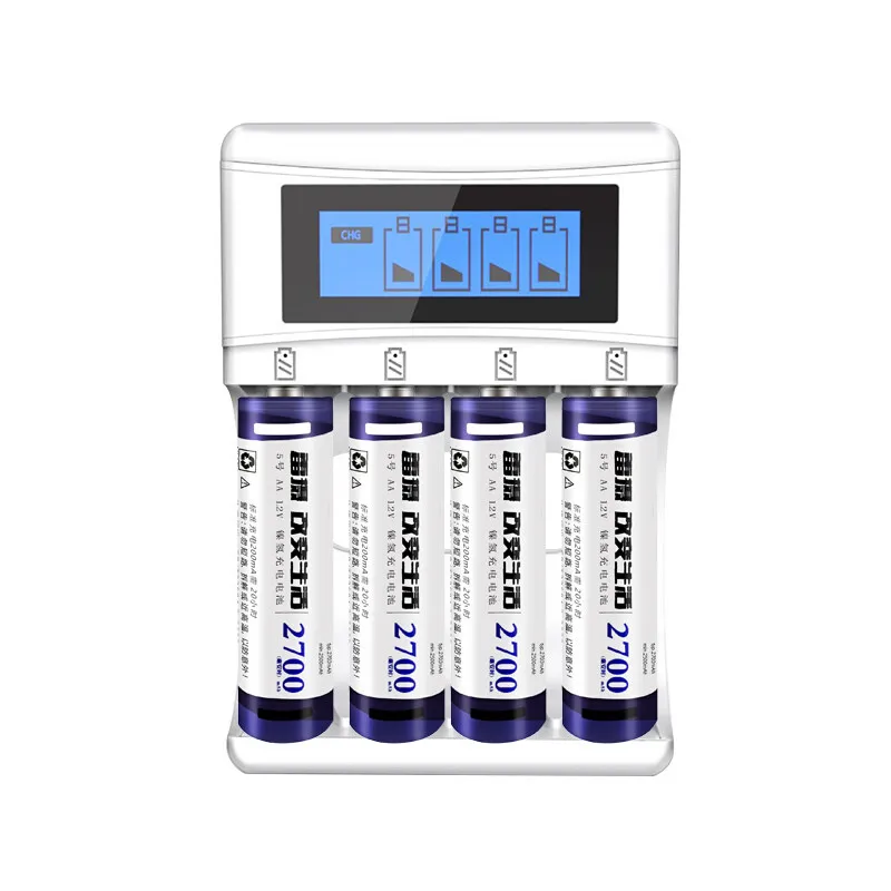 4xAA White U401A Leise зарядное устройство набор 4 шт. AA 2700mAh аккумуляторная батарея 1,2 V nimh+ зарядное устройство U401A для nimh AA AAA с usb-кабелем - Цвет: 4xAA White U401A