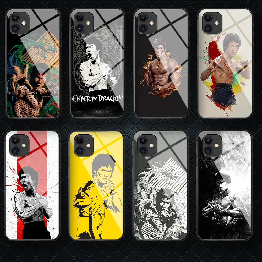 

Kung Fu Bruce Lee Tempered Glass Phone Case Cover For IPhone 5 6 7 8 11 12 S Plus Xr X Xs Pro Max Mini Se 2020 Black Cover Black
