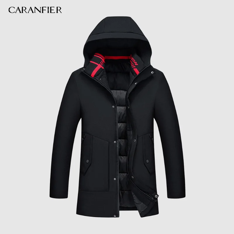 558 Red CARANFIER/зимнее пальто, Мужская ветровка с меховым капюшоном, утепленная куртка, Мужская Уличная одежда в стиле хип-хоп, военные тренчи, длинная парка XXXL 4XL - Цвет: 558 Red