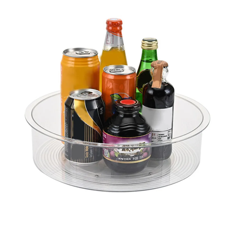 

Rotating Desktop Storage Tray Multifunctional Transparent Storage Tray Kitchen Storage Box JAN88