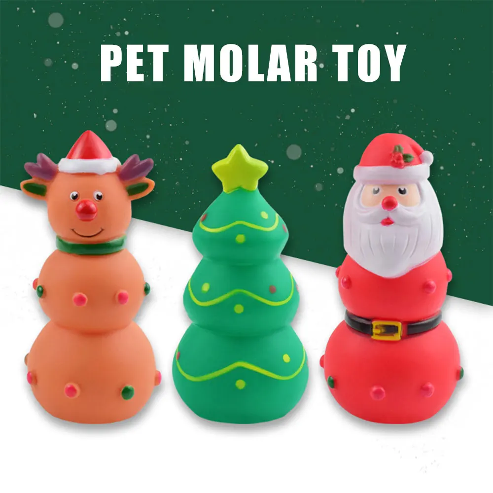 

Rubber Santa Claus Christmas Dog Cat Chew Toy Christmas Tree Elk For Small Medium Dog Interactive Play Training Toy Pet Supplies