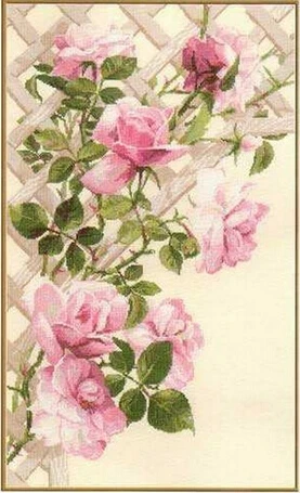 

Cotton linen FREE delivery Top Quality Hot Selling Lovely Counted Cross Stitch kit Pink Rose Roses Flower Riolis 898