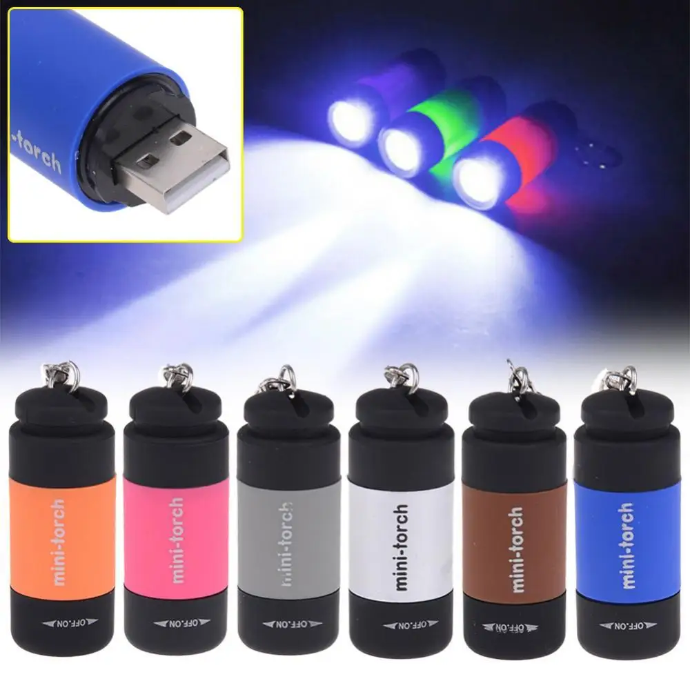 

Hot Sales Mini Waterproof USB Rechargeable LED Flashlight Lamp Pocket Keychain Torch Light