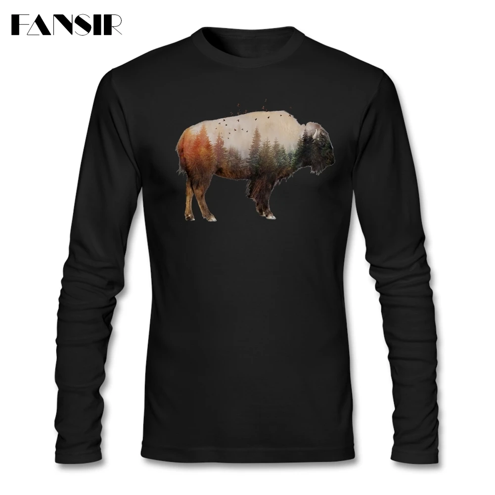 Классическая мужская футболка Bison из натурального хлопка с круглым вырезом