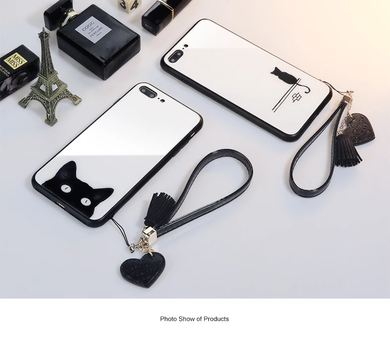 Чехол и ремешок для huawei P20 Lite Nova 5, стеклянный жесткий чехол для huawei Y9, модный простой милый кошачий ремешок, чехол