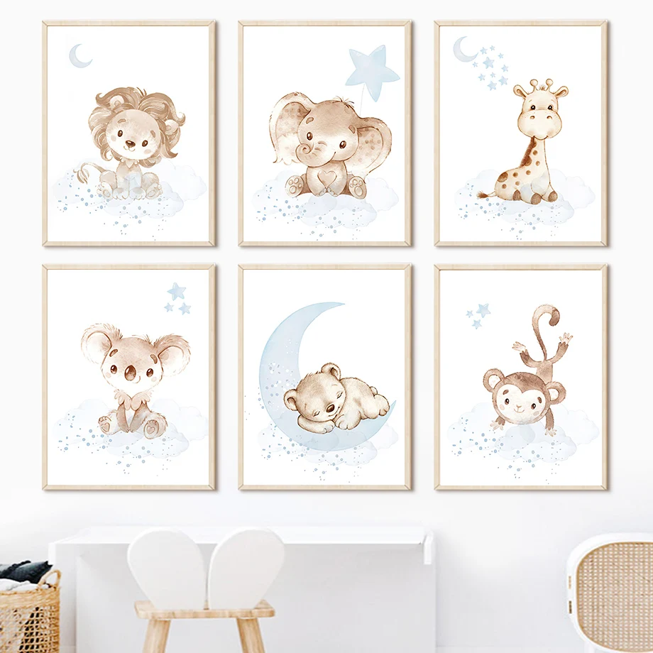 

Elephant Lion Giraffe Koala Bear Monkey Nursery Wall Art Canvas Painting Nordic Posters And Prints Wall Pictures Kids Room Decor