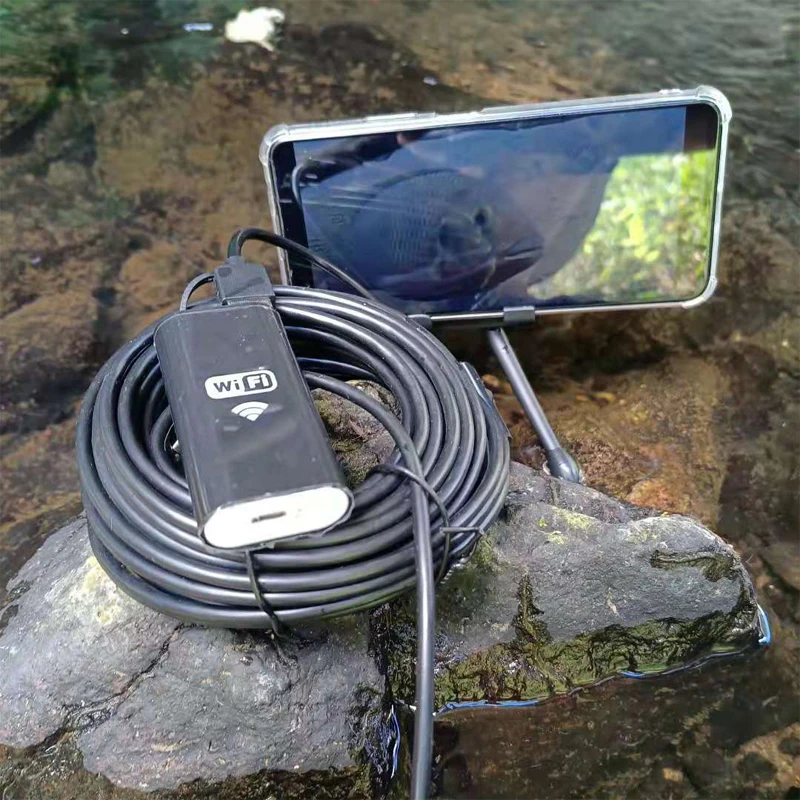 Скидка Подводная камера для рыбалки HD, 5 мегапикселей, подключение к Wi-Fi, мобильный телефон планшету, 8 светодиодов